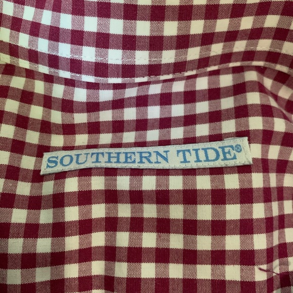 Southern Tide Red Gingham Button Down - Picture 3 of 7